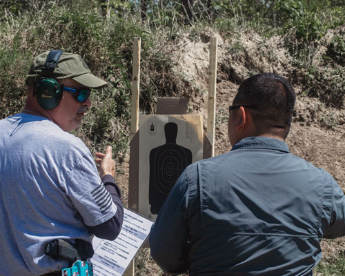 Armed security officer practices for Orlando G License Requalification.